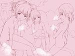  barefoot copyright_request monochrome multiple_girls nude onsen shimano_natsume sketch soaking_feet steam water 