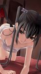  black_hair chemise copyright_request downblouse flat_chest nipple_slip nipples shimano_natsume solo strap_slip twintails wings 