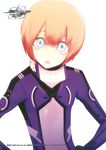  bodysuit cuilan male_focus orange_hair otoko_no_ko purple_bodysuit senkou_no_ronde short_hair sogabe_shuuji solo takayama_mizuki white_eyes 