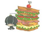  artist_request food hat katekyo_hitman_reborn! lowres male_focus mammon_(reborn) sandwich solo 