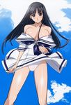  bare_shoulders dress highres kuroda_kazuya mizushima_asa sailor_dress school_uniform solo sora_no_iro_mizu_no_iro wind wind_lift 