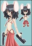  animal_ears artist_request bespectacled bikini bunny_ears chibi dual_wielding flat_chest glasses gun holding holding_gun holding_weapon inaba_tewi solo swimsuit touhou trigger_discipline weapon 