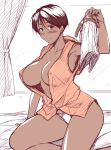  1girl breasts dark_skin kimura_naoki large_breasts short_hair solo super_real_mahjong toono_mizuki 