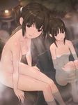  barefoot breasts copyright_request hands medium_breasts multiple_girls nude onsen shimano_natsume sitting small_breasts soaking_feet water 