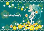  aqua_hair blush bug butterfly flower hatsune_miku high_heels insect long_hair nakatani_keiko shoes solo thighhighs vocaloid 