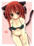  animal_ears bad_id bad_pixiv_id bikini blush braid breast_lift breasts cat_ears cat_tail heart kaenbyou_rin kokonidarekairu large_breasts red_hair solo swimsuit tail touhou twin_braids 