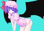  bad_id bad_pixiv_id blue_hair hat highres muranisaki panties remilia_scarlet ribbon short_hair solo touhou underwear wings 