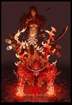  anima demon fantasy feathers fire gloves highres long_hair sword weapon wen-m 