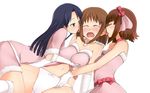  amami_haruka bad_id bad_pixiv_id blush breast_grab breasts closed_eyes cute_&amp;_girly_(idolmaster) girl_sandwich gloves grabbing hagiwara_yukiho idolmaster idolmaster_(classic) idolmaster_1 kazuto_san kisaragi_chihaya large_breasts licking long_hair multiple_girls panties ribbon sandwiched short_hair skirt spread_legs tears underwear yuri 