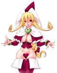  blonde_hair breasts christmas elbow_gloves fuyube_rion gloves hat large_breasts long_hair red_eyes revealing_clothes ribbon sandra_witch sandra_witch_(character) solo thighhighs 