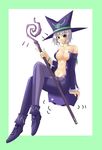  artist_request blush breasts cadie catsuit dolfini green_eyes hat highres medium_breasts pangya short_hair solo white_hair witch 