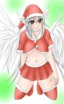  bad_id bad_pixiv_id blush breasts christmas final_fantasy final_fantasy_tactics hat head_wings izayoi_(noangel) long_hair lowres medium_breasts midriff red_eyes santa_costume santa_hat silver_hair skirt solo thighhighs ultima_(fft) underboob wings zettai_ryouiki 