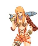  agrias_oaks bad_id bad_pixiv_id bikini blonde_hair blush braid crab crustacean final_fantasy final_fantasy_tactics fish lobster momigara_(mmgrkmnk) purple_eyes shells single_braid solo swimsuit sword weapon 