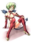  copyright_request demon_tail elbow_gloves glasses gloves green_hair high_heels highres ngo orange_eyes shoes solo tail thighhighs wings 