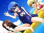  bad_id bad_pixiv_id barefoot bikini blonde_hair blue_eyes blue_hair breast_press breasts brown_hair flat_chest glasses green_eyes happy hijiri_tsukasa izumi_konata long_hair lucky_star medium_breasts mole mole_under_eye multiple_girls name_tag ocean one-piece_swimsuit patricia_martin polka_dot polka_dot_bikini red_eyes school_swimsuit short_hair small_breasts smile swimsuit tamura_hiyori water waving 