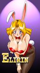  animal_ears bent_over between_breasts blonde_hair breast_hold breasts bunny_ears bunnysuit cleavage erilin_goldsmith huge_breasts leotard lighter non-web_source pantyhose red_leotard short_hair solo ta152_(graf_zeppelin) tail variable_geo 