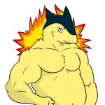  anthro big_muscles looking_at_viewer luigiman male muscular muscular_male navel nintendo nude pok&eacute;mon pok&eacute;mon_(species) simple_background solo typhlosion video_games white_background 
