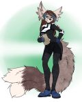  alruic anthro breasts canid canine clothed clothing female fennec footwear fox fur hair looking_at_viewer mammal shoes simple_background smile solo standing 