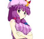  bad_id bad_pixiv_id bow breasts hat large_breasts long_hair lowres patchouli_knowledge pink_bow purple_hair ribbon solo touhou tsuki_hana 