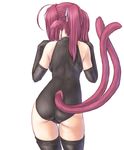  ahoge animal_ears ass back black_legwear copyright_request dd_(ijigendd) elbow_gloves from_behind gloves hair_ribbon leotard long_hair multiple_tails pink_hair ribbon skin_tight solo tail tail_through_clothes thigh_gap thighhighs twintails 