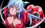  amaha_masane ass blue_hair breasts brown_eyes cleavage duplicate highres huge_breasts lying scan solo uno_makoto wallpaper witchblade 