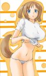  animal_ears bad_id bad_pixiv_id blue_eyes brown_hair dog_ears original panties pen_(pen3) shirt_lift short_hair solo tail underwear 