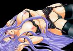  ayano_naoto blush bra breasts fate/stay_night fate_(series) garter_belt highres huge_breasts lingerie long_hair nipples non-web_source panties pubic_hair purple_hair red_eyes rider solo thighhighs underwear underwear_only undressing very_long_hair 