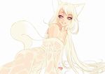  animal_ears blonde_hair breasts fox_ears fox_tail japanese_clothes long_hair medium_breasts morikura_en original solo tail 