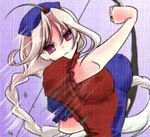  bow_(weapon) breasts hat large_breasts long_hair solo touhou usagi_(usagi_1221) weapon white_hair yagokoro_eirin 