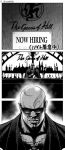  1boy 3koma alcohol bald bar bartender bayonetta chain_necklace comic commentary_request dark_skin greyscale monochrome ouya_(maboroshimori) rodin sunglasses translation_request 