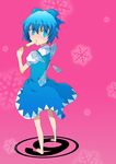  1girl bad_id bad_pixiv_id blue_hair bow cirno eating food highres ice_cream popsicle ribbon short_hair solo tottsuan touhou 