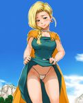  bianca blonde_hair blue_eyes blush braid cape dragon_quest dragon_quest_v dress dress_lift hair_over_shoulder long_hair nagi_raiun panties single_braid solo underwear 