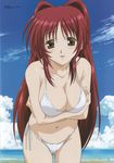  :d bangs beach bikini blush breast_hold breast_squeeze breasts brown_eyes cleavage cloud crossed_arms day hair_intakes highres kousaka_tamaki large_breasts leaning_forward long_hair looking_at_viewer megami navel nishio_kouhaku ocean official_art open_mouth outdoors parted_bangs red_hair scan side-tie_bikini sideboob sidelocks sky smile solo standing string_bikini swimsuit to_heart_2 very_long_hair water white_bikini 