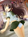  ass black_hair highres hirai_yukari long_hair miracle! panties pantyshot purple_eyes school_uniform shakugan_no_shana solo underwear 