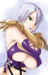  armor bad_id bad_pixiv_id breasts crossed_arms gauntlets green_eyes hair_over_one_eye huge_breasts isabella_valentine lips lipstick makeup nagase_haruhito sideboob solo soulcalibur underboob white_hair 