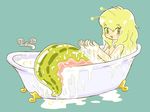  antennae bath blonde_hair green_eyes open_mouth slug 