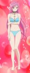  akashiya_moka antenna_hair barefeet barefoot bikini collar green_eyes long_hair pink_hair rosario+vampire swimsuit 