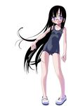  black_hair blue_eyes blush copyright_request glasses long_hair md5_mismatch one-piece_swimsuit sakuya_tsuitachi school_swimsuit solo swimsuit 