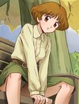  agatha_christie_no_meitantei_poirot_to_marple brown_eyes brown_hair haruyama_kazunori mable_west panties pantyshot short_hair sitting solo underwear 