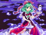  front_ponytail green_hair kagiyama_hina long_hair ribbon solo touhou turupiko 