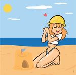  barefoot beach bikini day engineer feet genderswap helmet long_hair red_hair sand sand_castle sand_sculpture solo swimsuit team_fortress_2 