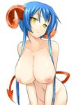  bad_id bad_pixiv_id blue_hair breasts daccubus_(pen) demon demon_tail horns huge_breasts nipples nude original pen_(pen3) solo tail yellow_eyes 