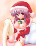  christmas copyright_request cum honyo panties santa_costume solo thighhighs underwear white_legwear white_panties 