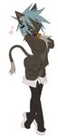  animal_ears bell_collar between_breasts breasts cat_girl catgirl collar crybringer fang floating_hearts furry hair_ribbon jason_robinson necklace nipples nude open_mouth orange_eyes shoes solo tail thigh_boots white_hair 