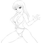  bikini breasts cameltoe cleavage copyright_request covered_nipples greyscale large_breasts mashue monochrome outline solo swimsuit 