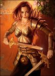  armor brown_hair lowres neverwinter_nights solo sword weapon 
