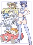  3m 6+girls bad_id bad_pixiv_id blonde_hair blue_eyes blue_hair blue_skin bow brown_hair car ce-tan chikoi driving energy_gun futaba_channel glasses grin ground_vehicle horns inui kirin_(nijiura_maid) kouryuu_(nijiura_maid) left-hand_drive long_hair maid_headdress manjiro midriff motor_vehicle multiple_girls nijiura_maids o3o orange_hair os-tan platform_footwear pointing ponytail race_queen ray_gun short_hair skirt smile tank_top thighhighs twintails ufo umbrella usb weapon wrist_cuffs yellow_eyes 