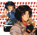  black_hair brown_hair car cat ground_vehicle honda honda_today kobayakawa_miyuki motor_vehicle multiple_girls police police_uniform policewoman purple_eyes short_hair tsujimoto_natsumi uniform you're_under_arrest 