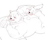  2019 anthro asael_(jumperbear) belly black_nose blush butt canid canine canis domestic_dog duo hugo_(jumperbear) humanoid_hands jumperbear male mammal overweight overweight_male phone simple_background ursid 