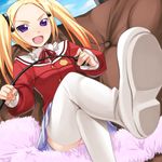  aoyama_mio blonde_hair boots chikugen_shiina kami_nomi_zo_shiru_sekai lowres panties pantyshot riding_crop skirt solo thigh_boots thighhighs twintails underwear whip 